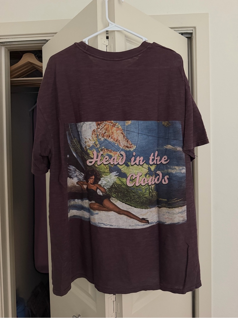 Boys Lie Head in the clouds heather brown tee